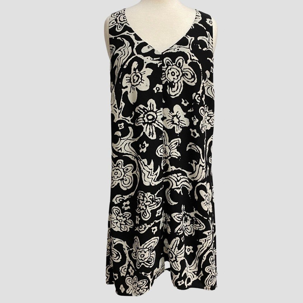 CAbi 5263 Dress Modern Padma Floral Racerback Mini Shift Sundress Black Size M